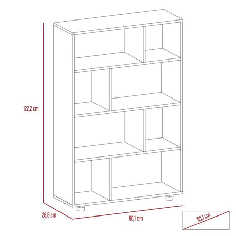 Biblioteca Ofice Ceniza 80x122cm con Ocho Compartimientos - Bibliotecas | Bylmo