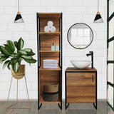 Mueble Auxiliar New York Amareto y Negro 40 cm con Entrepaños - Gabinetes | Bylmo