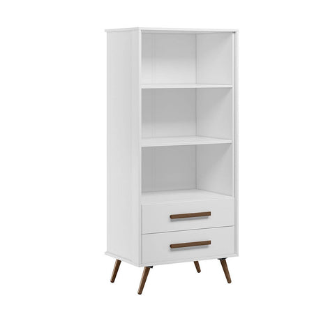 Biblioteca Ovalle Blanco 64x144.4cm con Tres Compartimientos y con Dos Cajones - Bibliotecas y Estanterias | Bylmo
