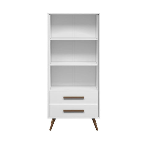 Biblioteca Ovalle Blanco 64x144.4cm con Tres Compartimientos y con Dos Cajones - Bibliotecas y Estanterias | Bylmo