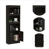 Biblioteca Simma Wengue 63.2x180.6cm con Tres Compartimientos y con Un Cajón - Bibliotecas | Bylmo
