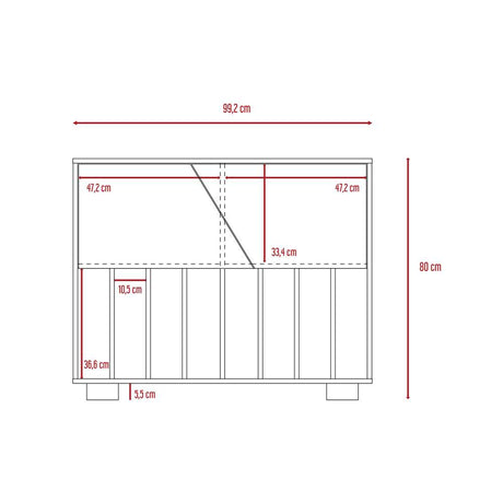 Bifé Fraktal Habano 100x100cm con Diez Compartimientos y con Patas - Bifes y Arrimos | Bylmo