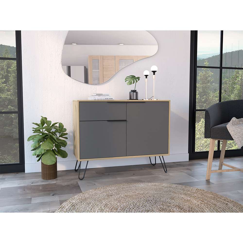 Bife Vegas Duna y Plomo 99 cm con Dos Puertas y Un Cajón - Bifes | Bylmo