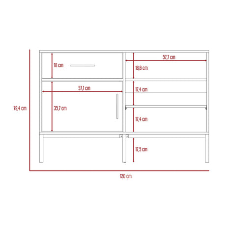 Bifé Soho S Bellota 120x79cm con Cuatro Compartimientos y con Patas - Bifes y Arrimos | Bylmo