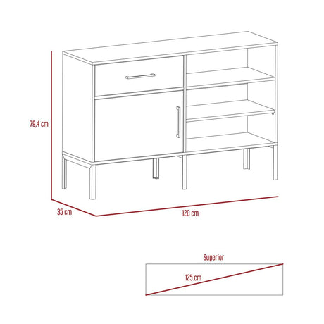 Bifé Soho S Bellota 120x79cm con Cuatro Compartimientos y con Patas - Bifes y Arrimos | Bylmo