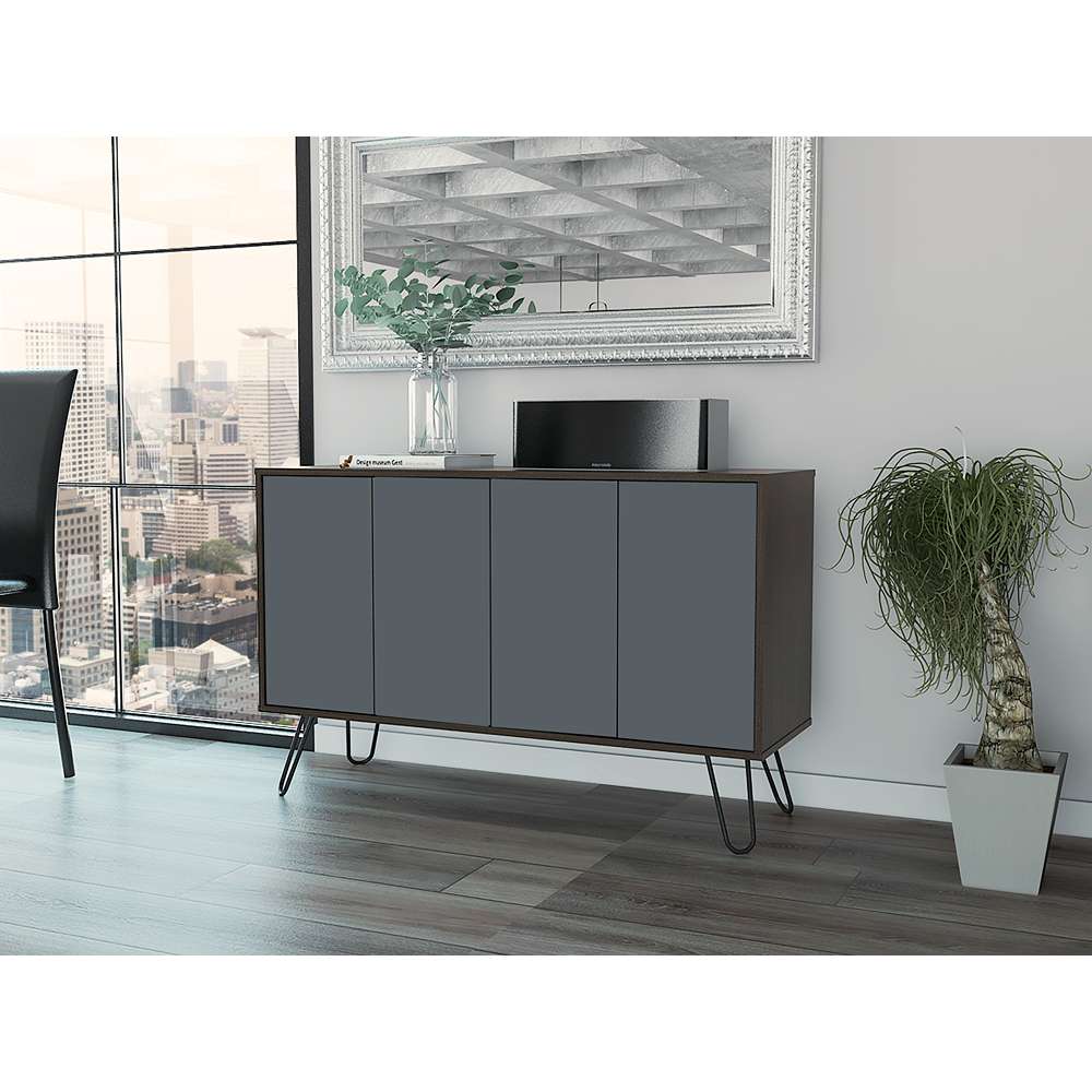 Bife Vassel Coñac y Plomo 117 cm con Cuatro Puertas - Bifes | Bylmo
