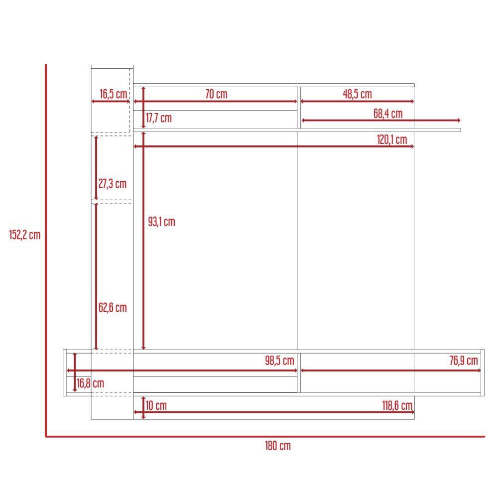 Centro de Entretenimiento Flamenco Gales y Plomo 180 cm - Muebles para TV | Bylmo