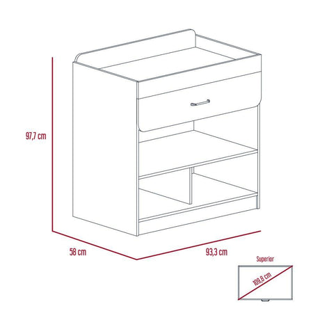 Cambiador Rosario Blanco 93.7x97.7cm De Un Hilera con Un Cajón - Cajoneras | Bylmo