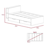 Cama Taipei Sencilla 100 cm Caramelo con Dos Cajones y Entrepaños - Camas | Bylmo
