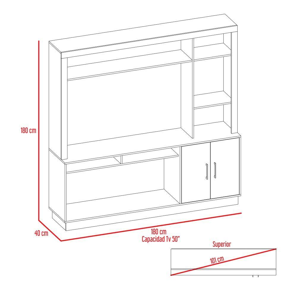 Centro de Entretenimiento Cantabria Rovere 180x180cm Para TV Hasta 55 Pulgadas con Un Cajón - Muebles para TV | Bylmo