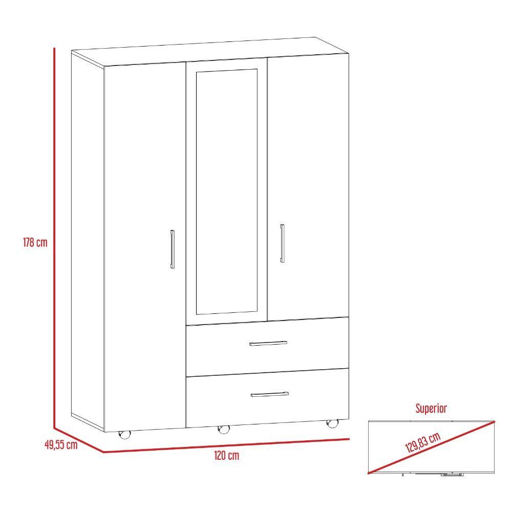 Closet Torino Wengue 120 cm con Seis Puertas y Dos Cajones - Closets | Bylmo