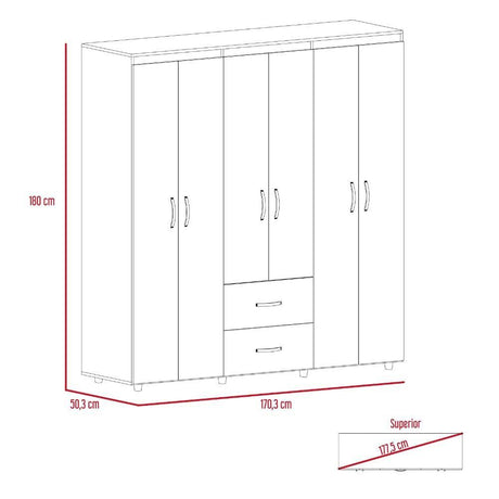 Closet Bariloche Wengue 170.3x180cm con 2 Cajones con 3 Entrepaños - Closets | Bylmo