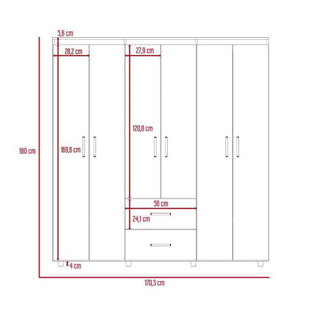 Closet Bariloche Wengue 170.3x180cm con 2 Cajones con 3 Entrepaños - Closets | Bylmo