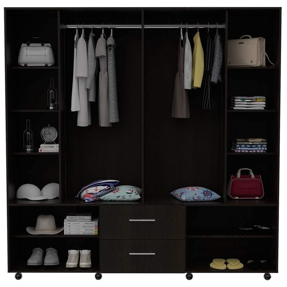 Closet Cantelmo Wengue 200x200cm con 2 Cajones con 8 Entrepaños - Closets | Bylmo