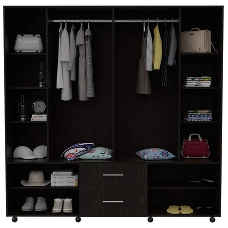 Closet Cantelmo Wengue 200x200cm con 2 Cajones con 8 Entrepaños - Closets | Bylmo