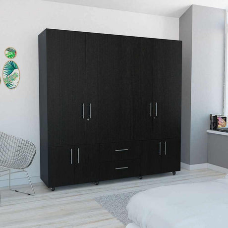 Closet Cantelmo Wengue 200x200cm con 2 Cajones con 8 Entrepaños - Closets | Bylmo