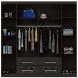 Closet Fira Wengue 200 cm con Cuatro Puertas y Cuatro Cajones - Closets | Bylmo