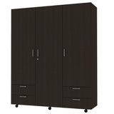 Closet Dominic Wengue 150 cm con Tres Puertas y Cuatro Cajones - Closets | Bylmo