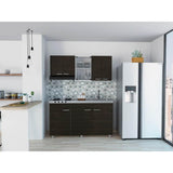 Cocina Sicilia Wengue y Blanco 150 cm Derecha con Mesón - Cocinas | Bylmo
