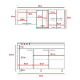 Cocina Sicilia Wengue y Blanco 150 cm Derecha con Mesón - Cocinas | Bylmo