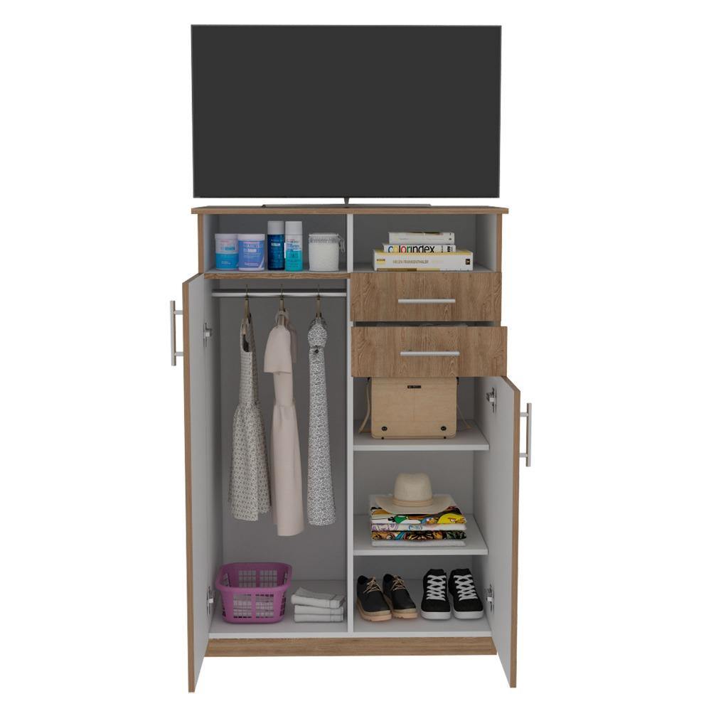 Closet Eco Miel 83x122cm con 2 Cajones con 2 Entrepaños con Espacio para TV - Closets | Bylmo