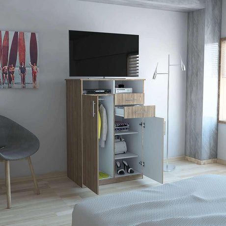 Closet Eco Miel 83x122cm con 2 Cajones con 2 Entrepaños con Espacio para TV - Closets | Bylmo