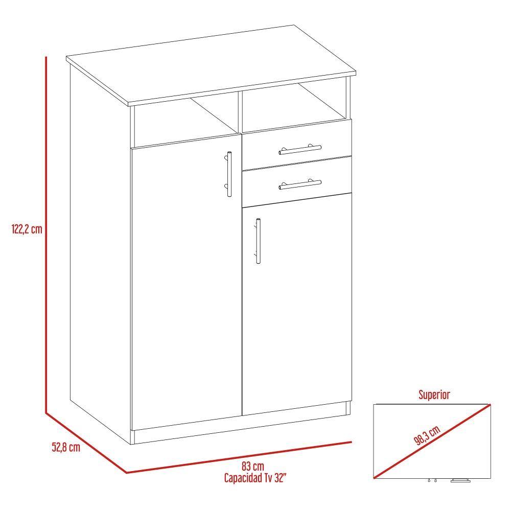 Closet Eco Miel 83x122cm con 2 Cajones con 2 Entrepaños con Espacio para TV - Closets | Bylmo