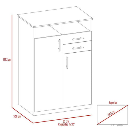 Closet Eco Miel 83x122cm con 2 Cajones con 2 Entrepaños con Espacio para TV - Closets | Bylmo