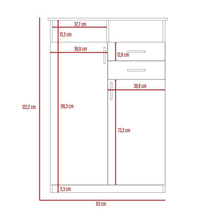 Closet Eco Miel 83x122cm con 2 Cajones con 2 Entrepaños con Espacio para TV - Closets | Bylmo