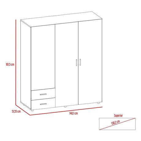 Closet Dassel Rovere 140.1x161.5cm con 2 Cajones con 3 Entrepaños - Closets | Bylmo