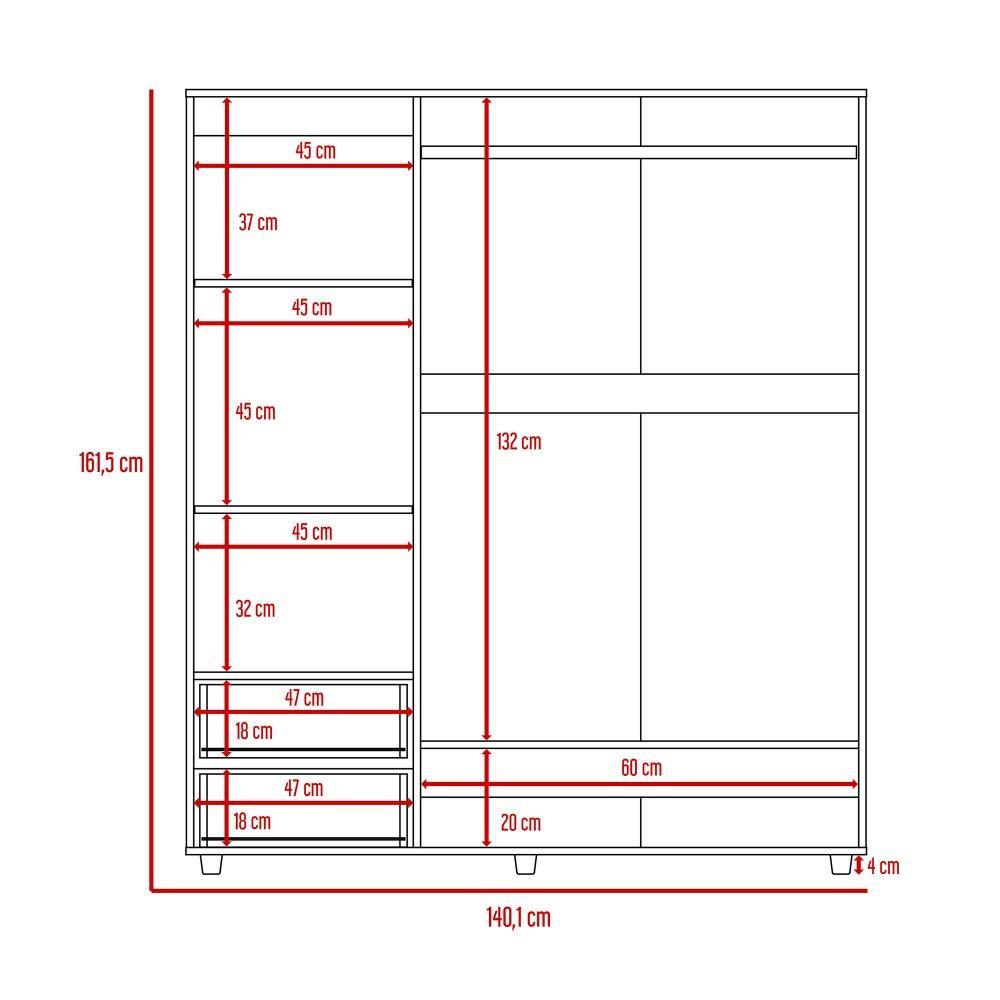 Closet Dassel Rovere 140.1x161.5cm con 2 Cajones con 3 Entrepaños - Closets | Bylmo