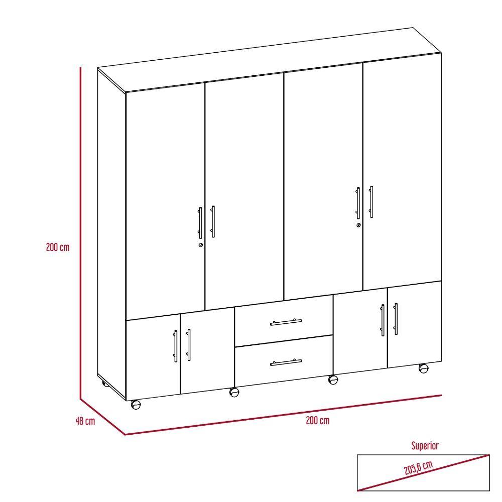 Closet Cantelmo Rovere 200x200cm con 4 Cajones con 8 Entrepaños - Closets | Bylmo