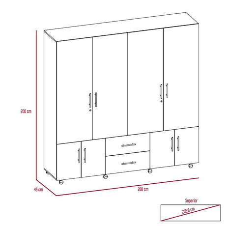 Closet Cantelmo Rovere 200x200cm con 4 Cajones con 8 Entrepaños - Closets | Bylmo