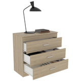 Cómoda Melia Rovere y Blanco 80x75cm De Tres Hileras con Tres Cajones y con Espacio para TV - Cajoneras | Bylmo