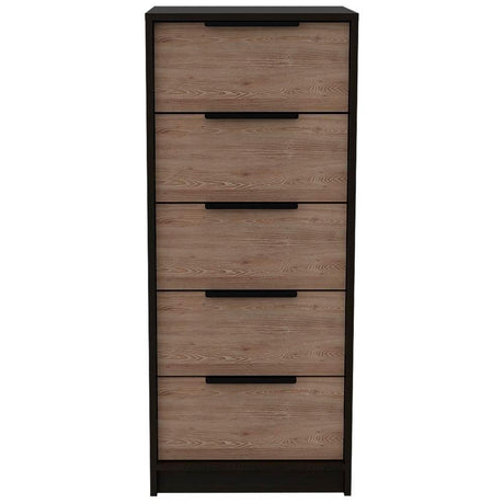 Cómoda Kaia Wengue y Miel 46x107cm De Cinco Hileras con Cinco Cajones - Cajoneras | Bylmo