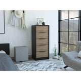 Cómoda Kaia Wengue y Miel 46x107cm De Cinco Hileras con Cinco Cajones - Cajoneras | Bylmo