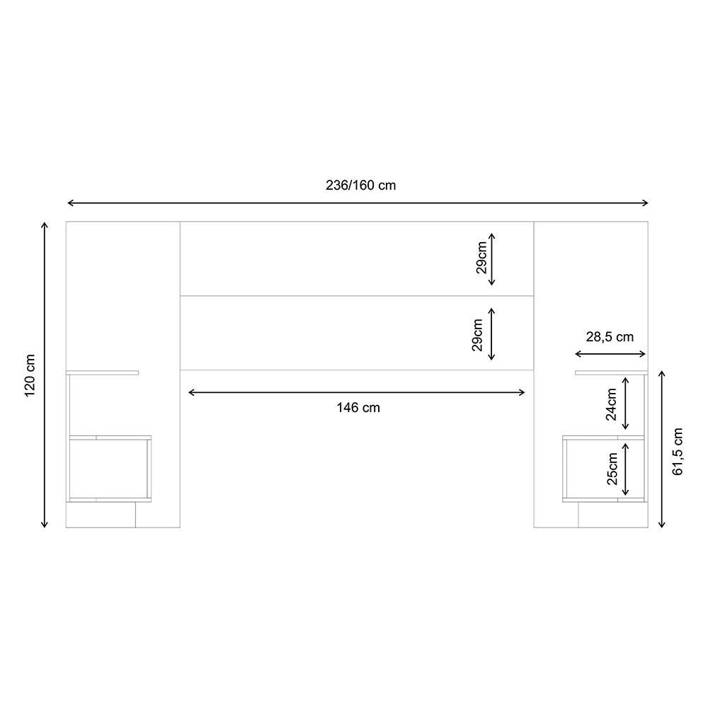 Cabecera Ajustable Seny Doble 140 cm Cafe Oscuro y Blanco con Mesas de Noche - Camas | Bylmo