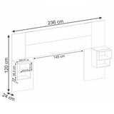 Cabecero Extendible Líbano Sencilla 100 cm a Doble 140 cm Blanco con Salmón con Mesas de Noche - Camas y Cabeceros | Bylmo