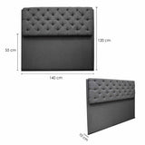 Cabecero Dreamer Gris 140x120cm Abullonado para Cama Doble - Camas y Cabeceros | Bylmo