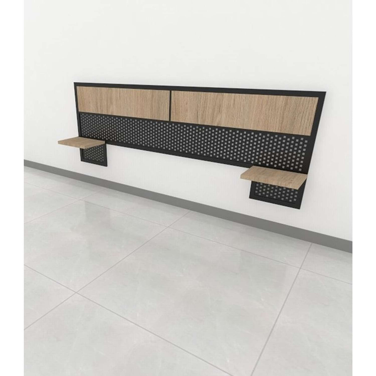 Cabecero Industry Queen 160 cm Rovere Flotante con Dos Entrepaños - Camas y Cabeceros | Bylmo