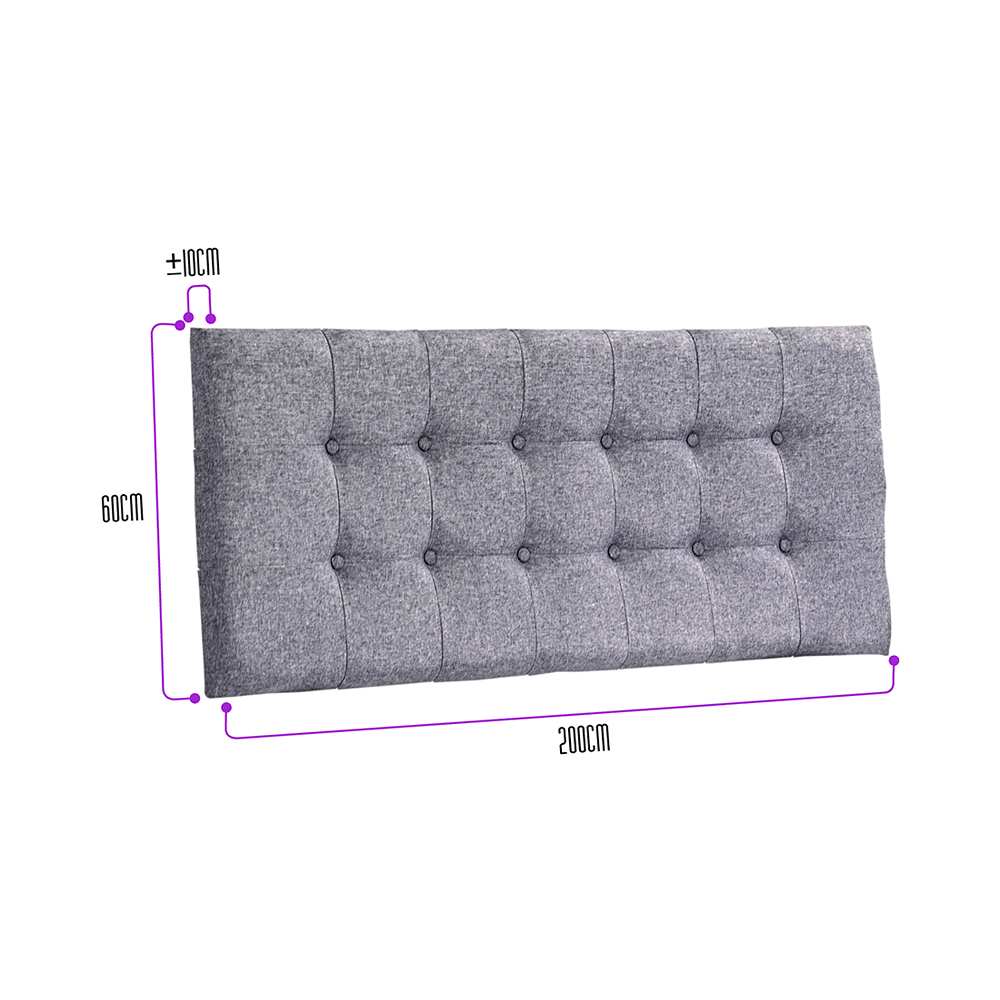Cabecero Flotante Varena King 200 cm Gris Tela Resistente - Camas y Cabeceros | Bylmo