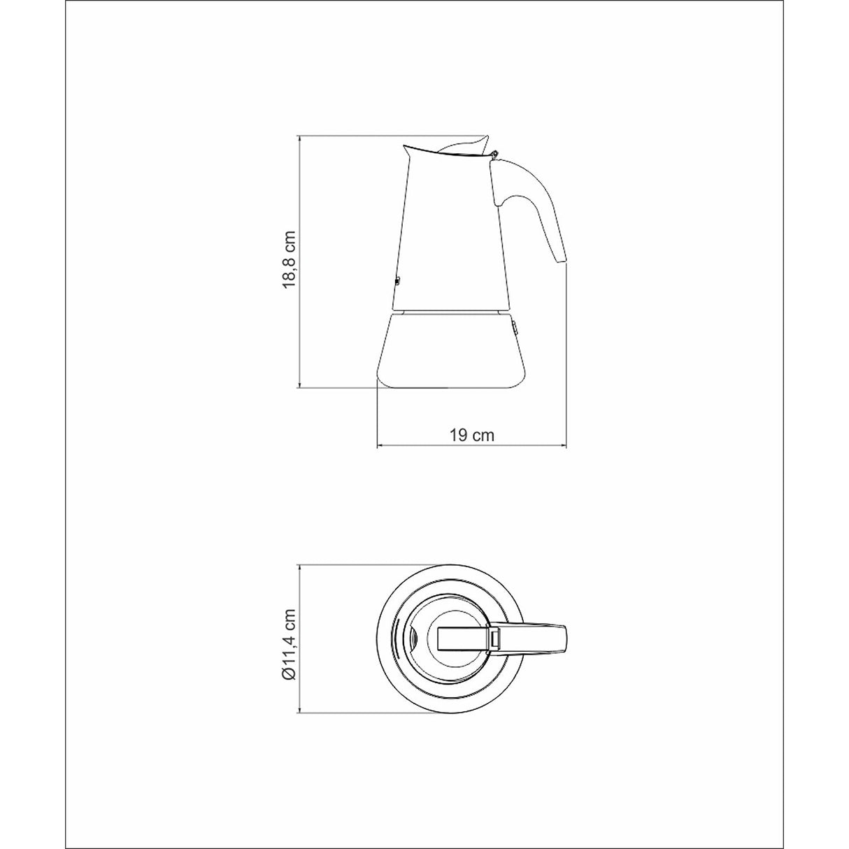 Cafetera Italiana Chá e Café Acero 11x18cm para 350 Mililitros con Filtro - Utensilios y Accesorios | Bylmo