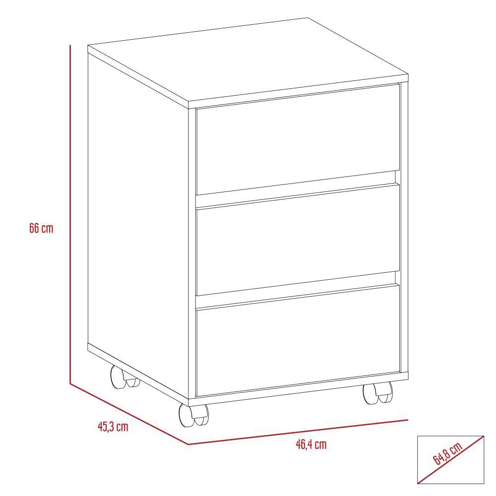 Cajonera Office Duna 46.4x66cm De Tres Hileras con Tres Cajones - Cajoneras | Bylmo