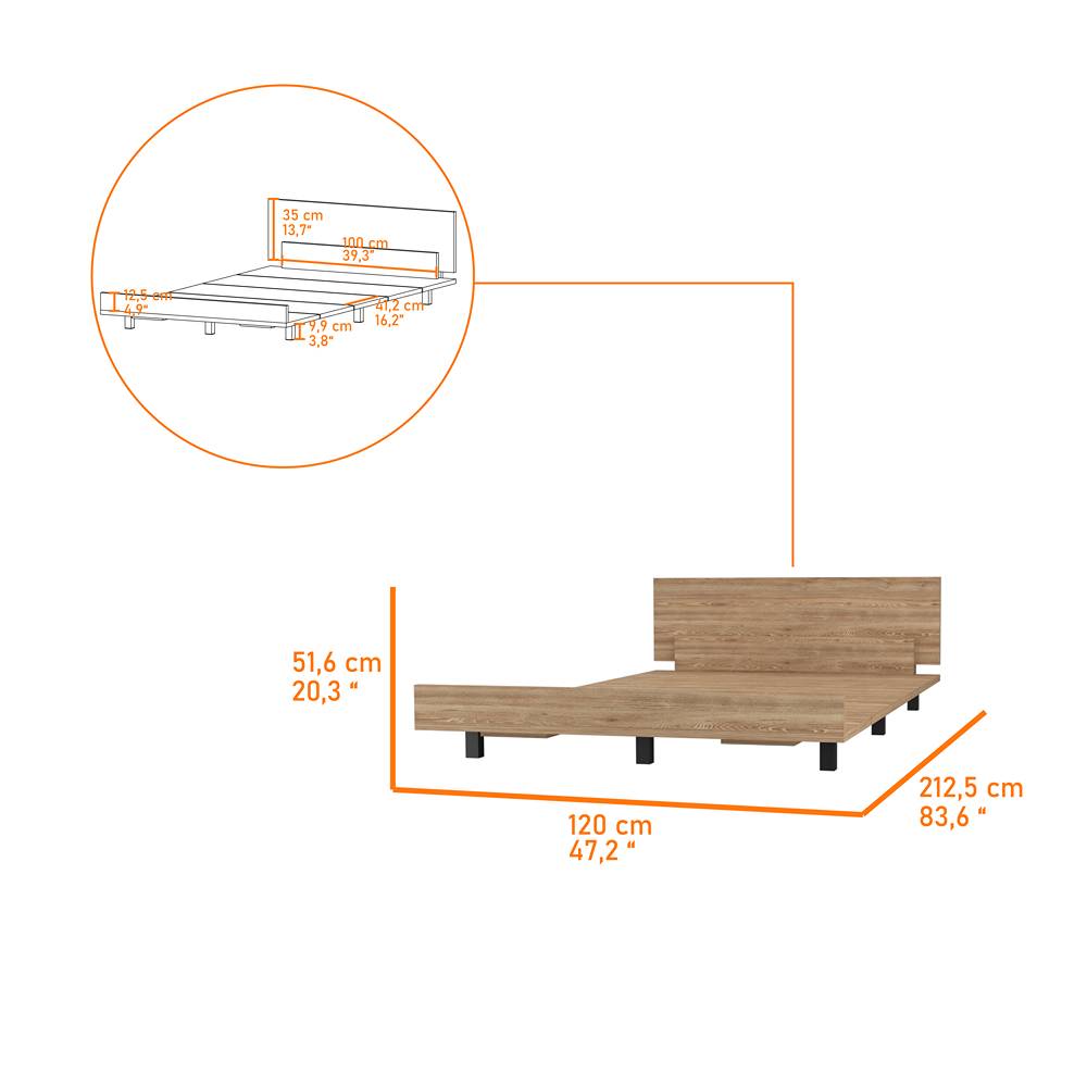 Cama Kaia Plus 120 cm Miel Para Colchón Sencillo 100 cm - Camas | Bylmo
