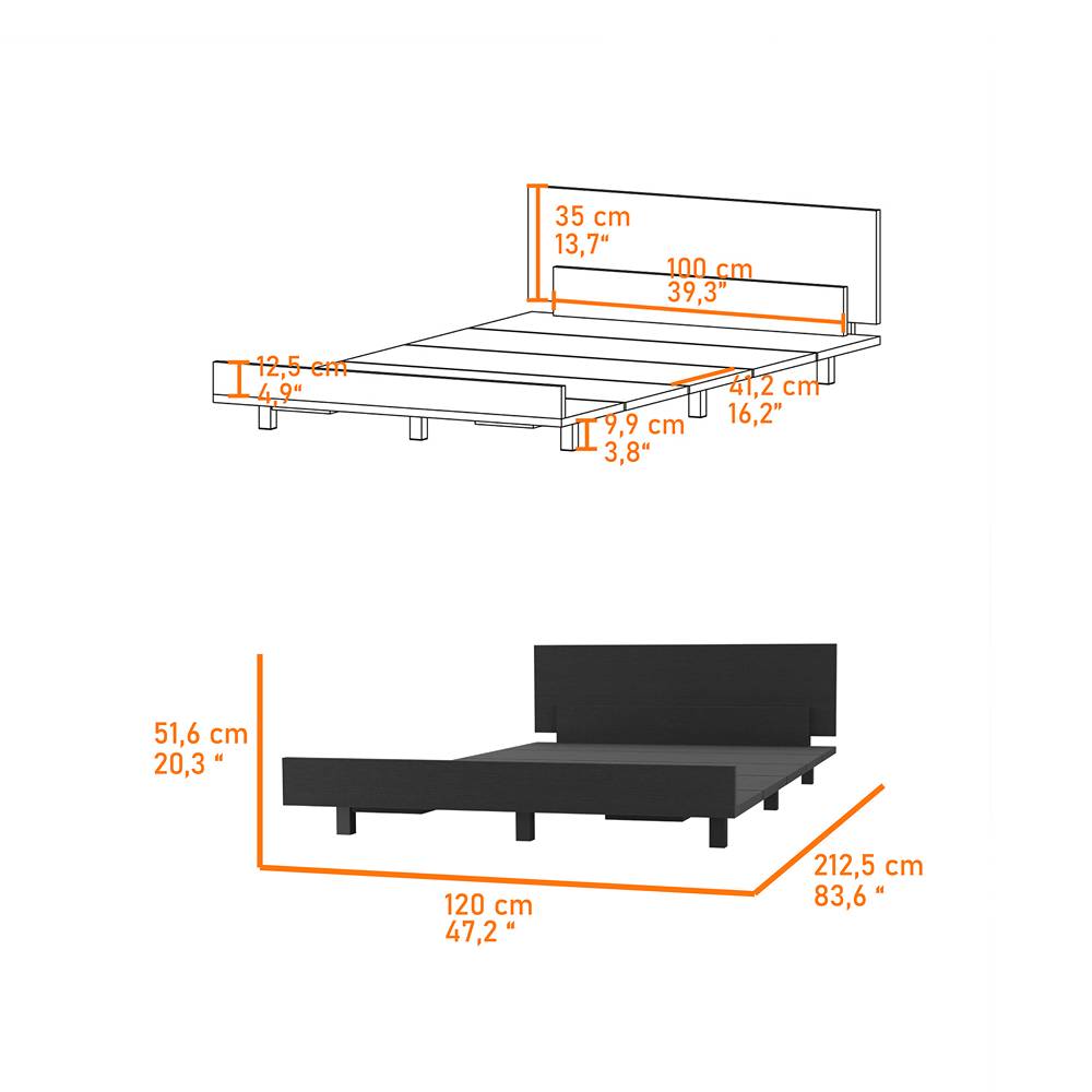 Cama Kaia Plus Sencilla 100 cm Wengue - Camas | Bylmo