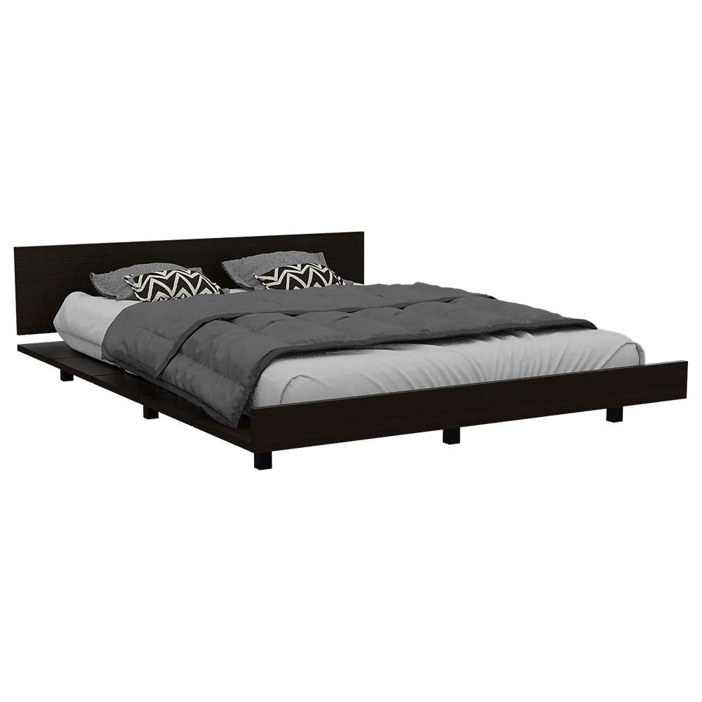 Cama Kaia Wengue 160x51.6cm para Colchón Queen 160 X 190 Cm con Cabecero - Camas | Bylmo