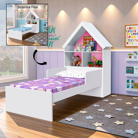 Cama Ariel Blanco y Rosado Flex 108x160cm para Colchón Sencillo 90 X 190 Cm con Cabecero - Camas | Bylmo