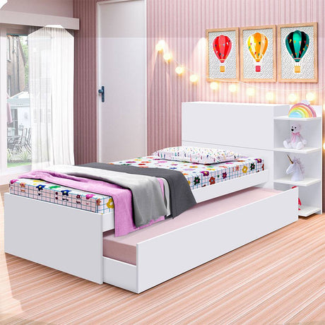 Cama Tarima Gea Blanco 90 - 123x91cm para Colchón Sencillo 90 X 190 Cm con Cabecero - Camas | Bylmo