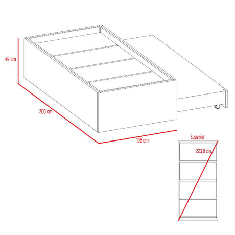 Cama Tarima Florencia Caramelo 200x49cm para Colchón Sencillo 100 X 190 Cm - Camas | Bylmo