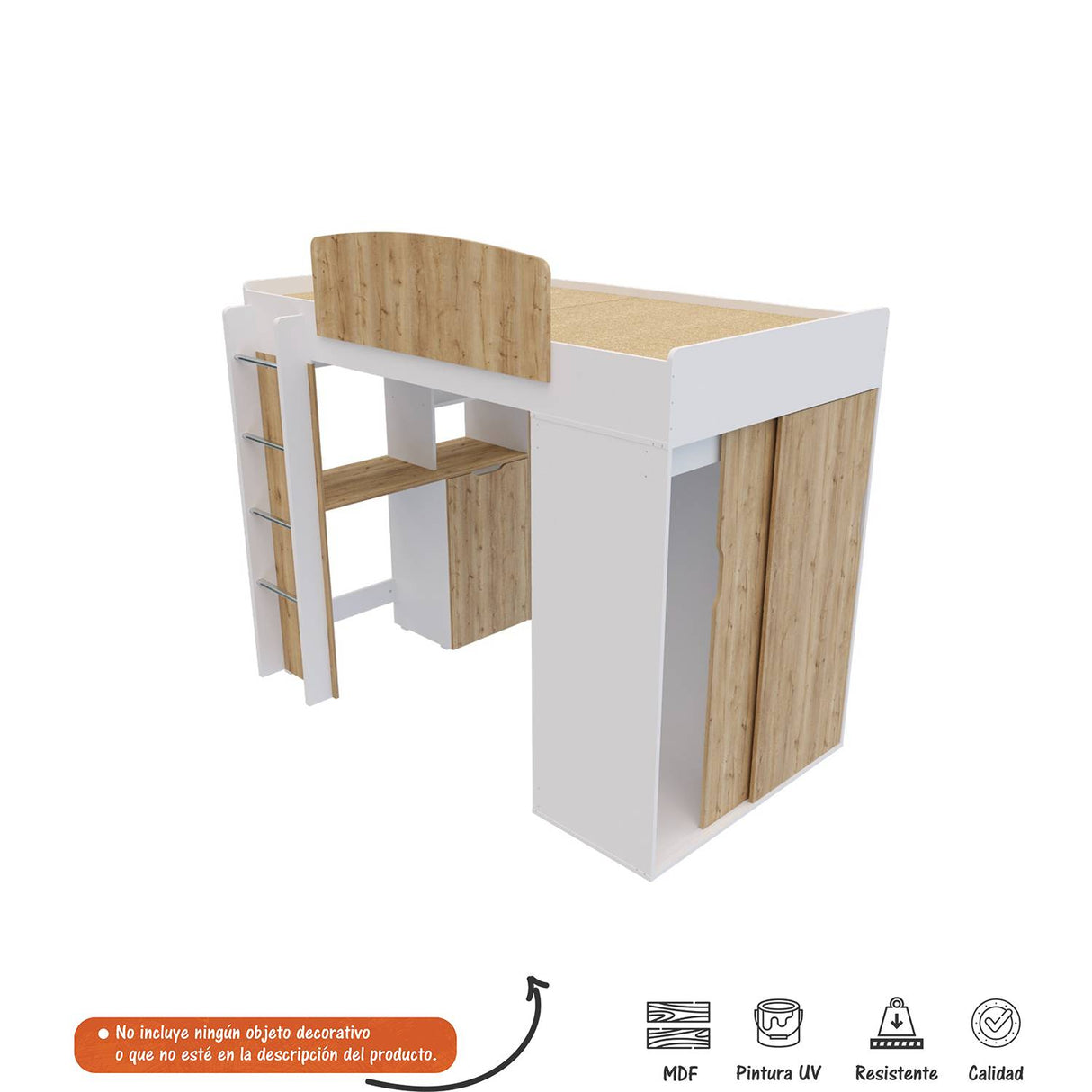 Camarote Multifuncional Con Closet Repisa Y Escritorio Extensible - Duna - Camas y Cabeceros | Bylmo